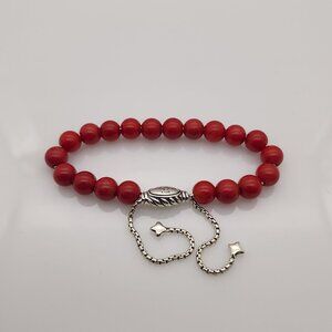 David Yurman Red Coral Bead Bracelet
